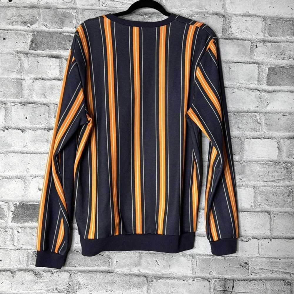 Boohoo Man Men's Navey Sweatshirt with Orange Vertical Stripes - Picture 2 of 10